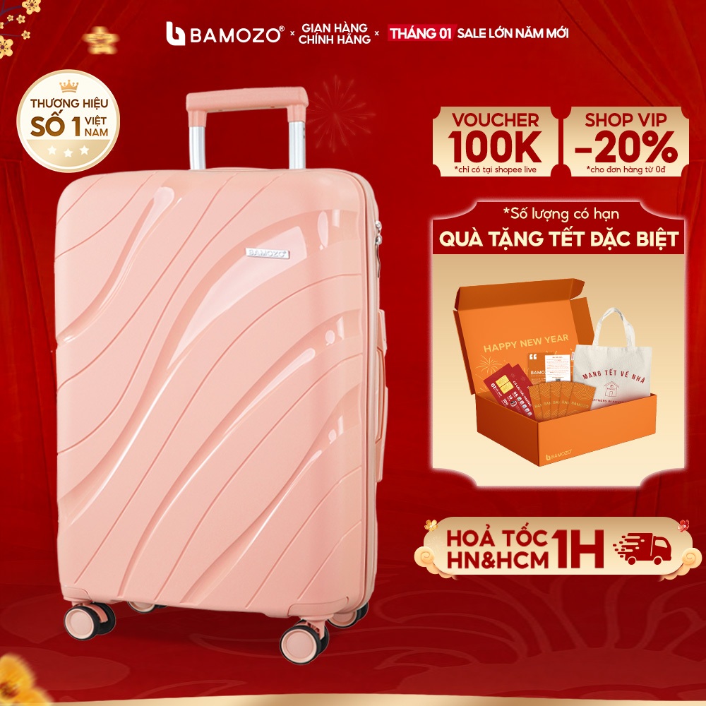 Vali Du Lịch Bamozo size 28 Chất Liệu Nhựa PP Chống Vỡ Tuyệt Đối, Vali Kéo Xách Bền Đẹp - Bảo Hành 5
