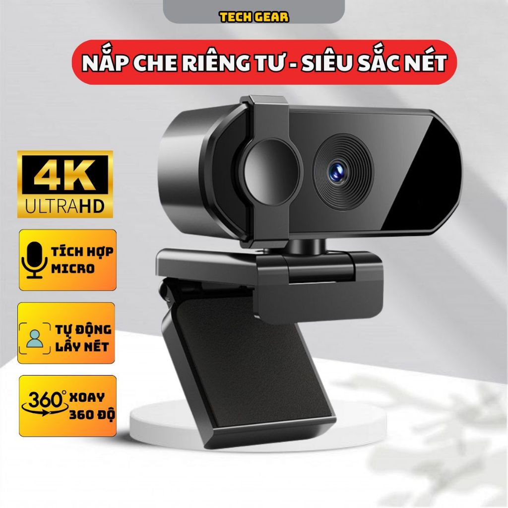 Webcam 4K 2K Livestream có Mic cho PC, Laptop, Trợ sáng cực tốt, webcam pc, cam máy tính pc, webcam 