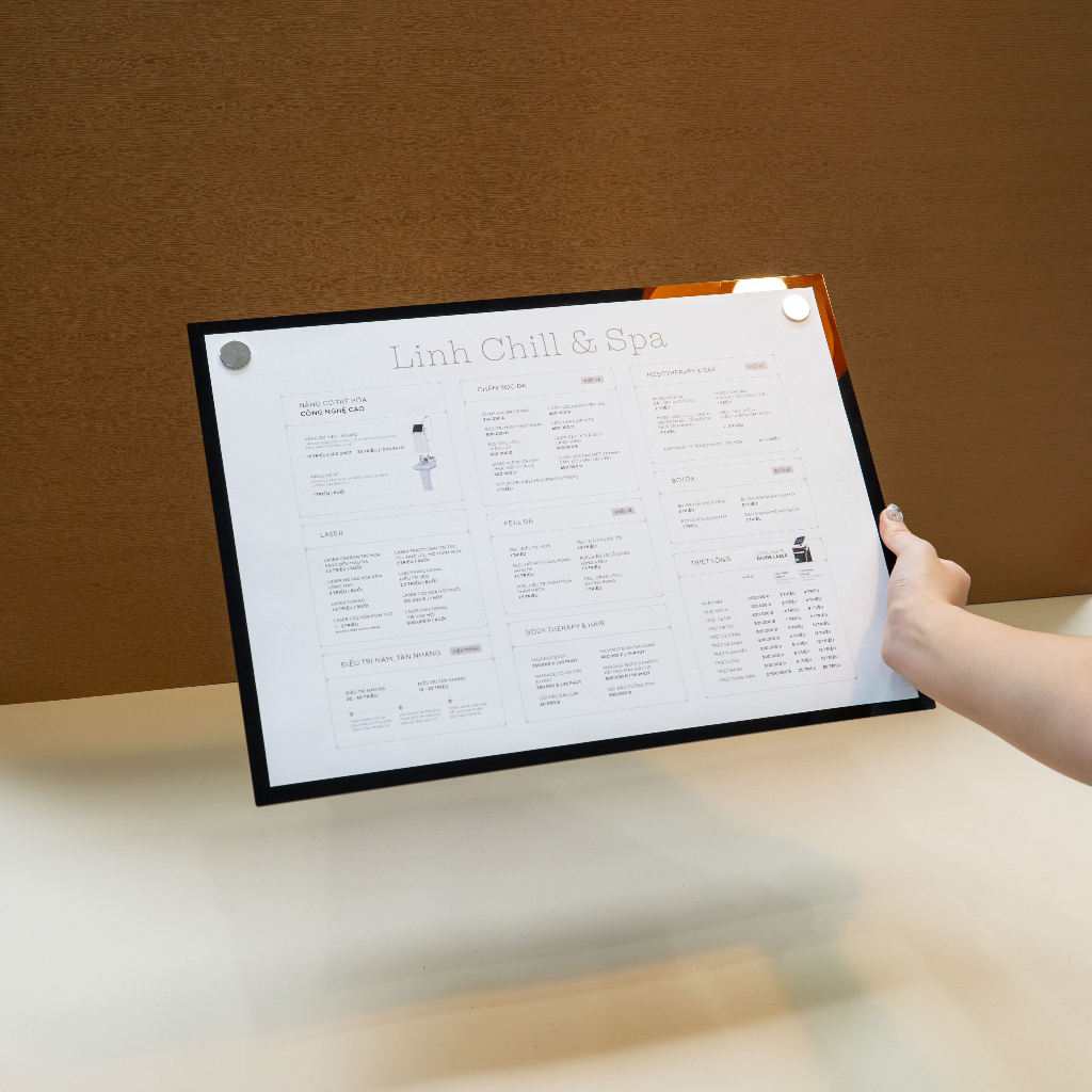 Bảng Menu A3, bảng menu mica, menu để bàn A3