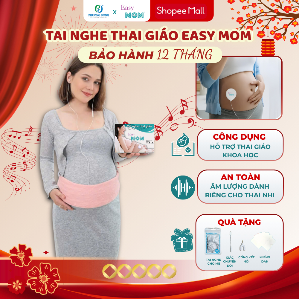 Tai nghe thai giáo cho bà bầu Easy MOM kích thích não bộ thai nhi, giúp bé thông minh từ trong bụng 