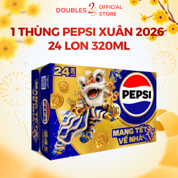 Thùng 24 lon nước ngọt Pepsi 320ml hàng Xuân 2026 (HỎA TỐC TPHCM) - DOUBLES 2SSHOP