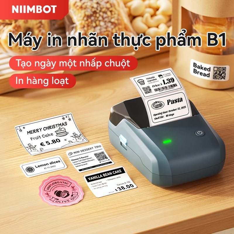 Niimbot B1 Máy in nhãn  Baking Label Printer Bluetooth thông minh di động Máy tạo nhãn không cần mực