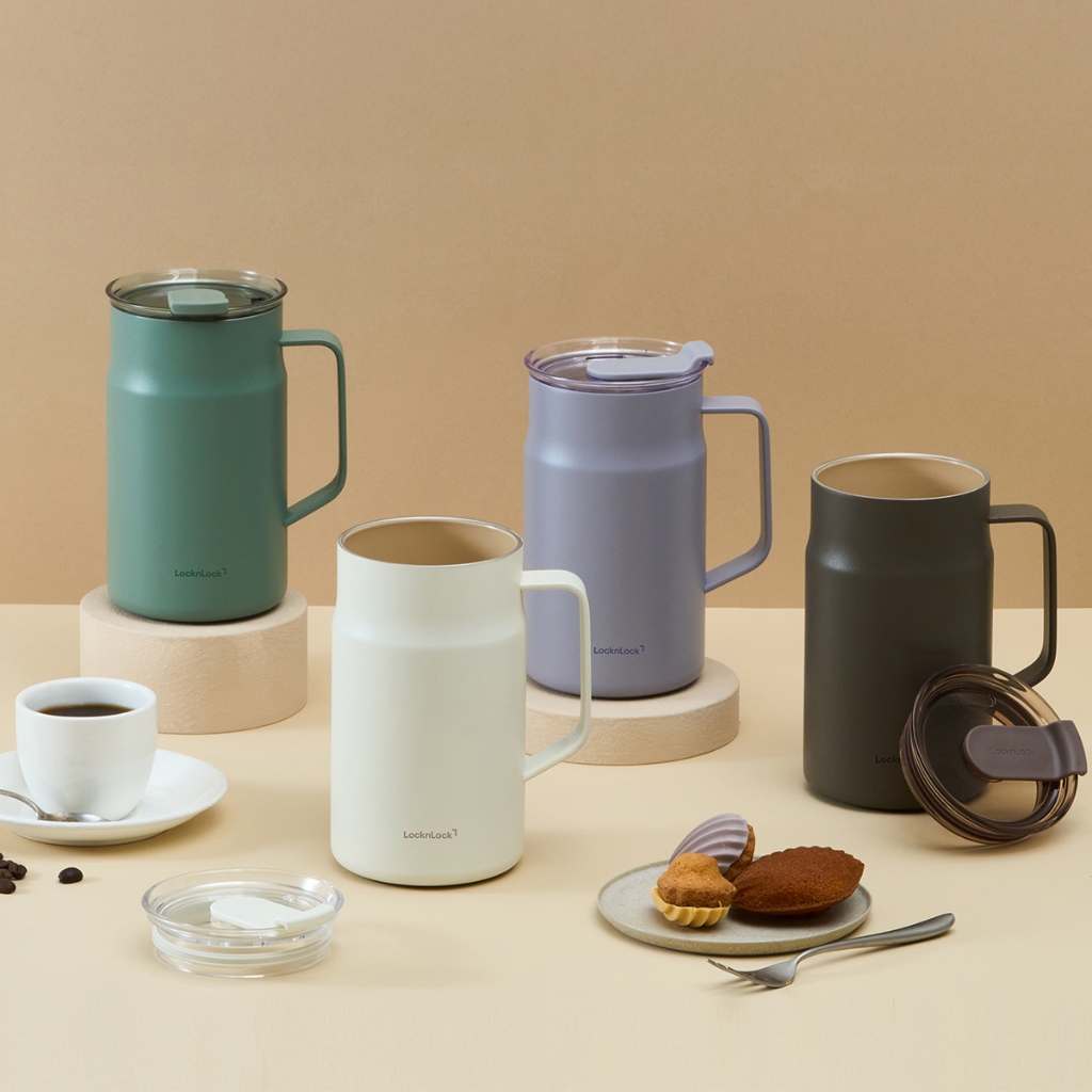 Ca Giữ Nhiệt LocknLock Metro Ceramic Mug LHC4282_C dung tích 600ml, 4 Màu, Thép Không Gỉ Phủ Sứ - K-MALL
