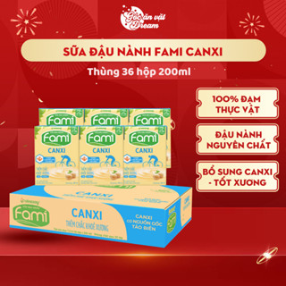 Sữa Đậu Nành Fami Canxi 200ml | Sữa Fami thùng 36 hộp | Sữa uống bổ sung canxi, thơm ngon