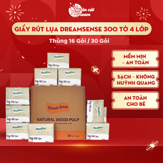 Giấy Rút Lụa DreamSense 300 Tờ 4 Lớp | Thùng 16 Gói / 30 Gói | Giấy rút đa năng,  khăn giấy ăn mềm mịn an toàn