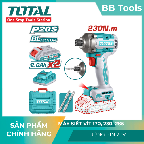 Máy siết vít 170Nm, 230Nm, 285Nm dùng pin 20V, động cơ không chổi than total TIRLI2023 TIRLI2017