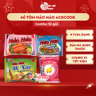 Mì tôm Hảo Hảo chua cay Acecook - Mì gói combo 10 vị tôm chua cay, xào chua ngọt, sườn heo tỏi phi thơm ngon 