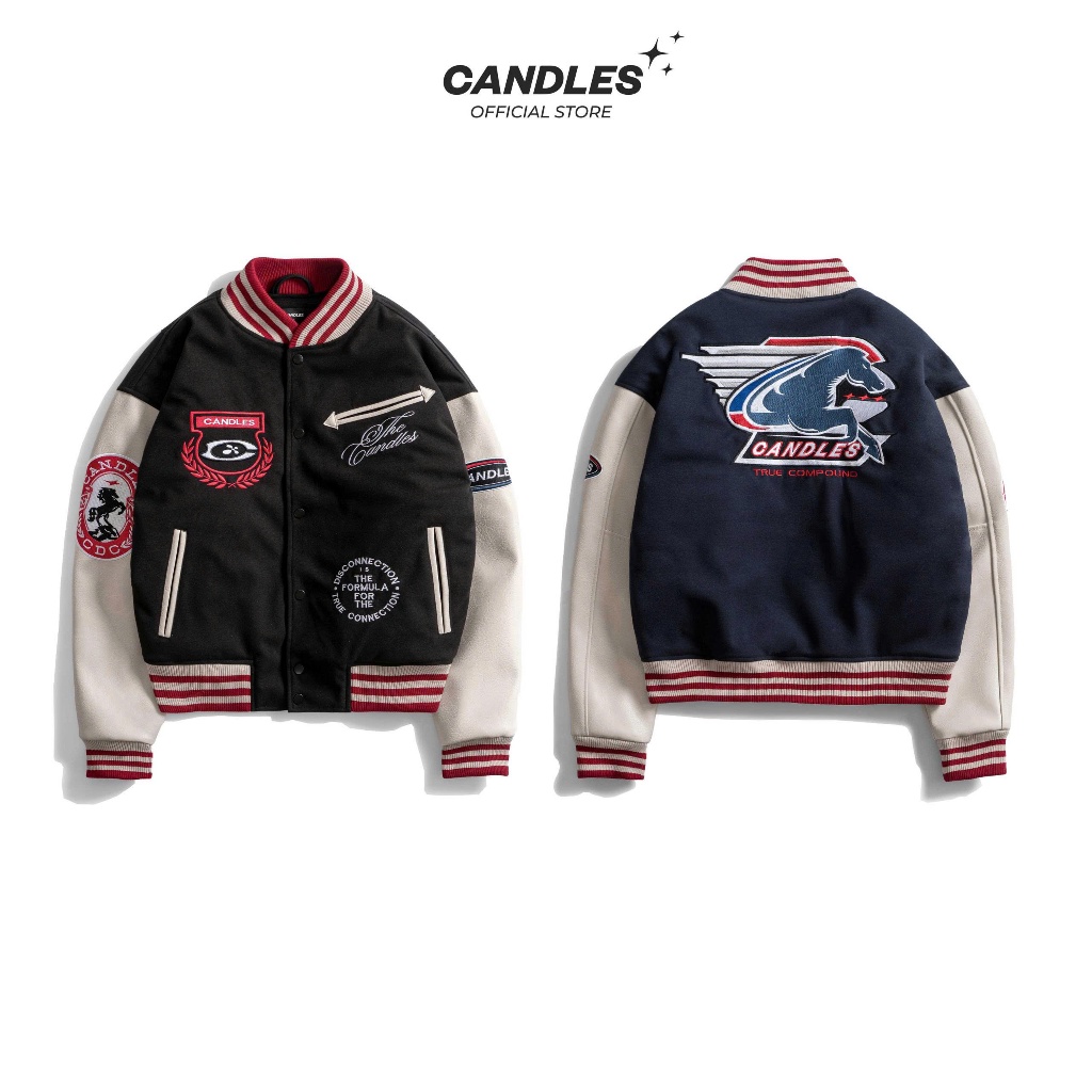 Áo Khoác Candles True Compound Varsity Jacket Oversized Unisex