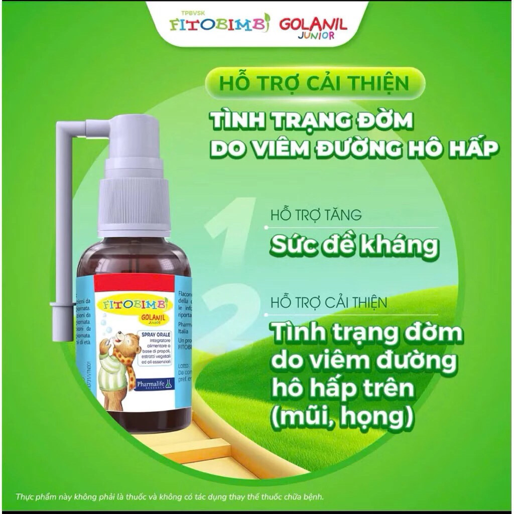 Golanil Junior xịt họng trẻ em - hỗ trợ giảm ho ,đau họng,khản tiếng cho bé (Chính Hãng Ý )