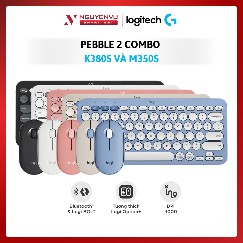 Bộ Bàn Phím Và Chuột Logitech PEBBLE 2 COMBO Bàn Phím Logitech K380s + Chuột Logitech M350s | Bảo hà