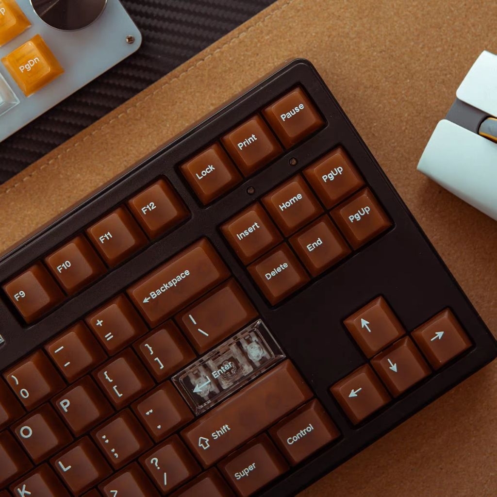 Keycap Coffee Drink Fog PC cherry profile Keycap PC Nâu xuyên led bàn phím cơ Polabe Store