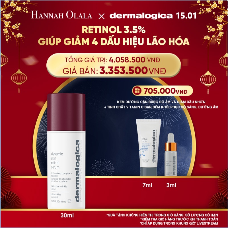 Hannah x Dermalogica - Huyết thanh cải thiện lão hoá Retinol 3,5% Dermalogica Dynamic Skin Retinol S