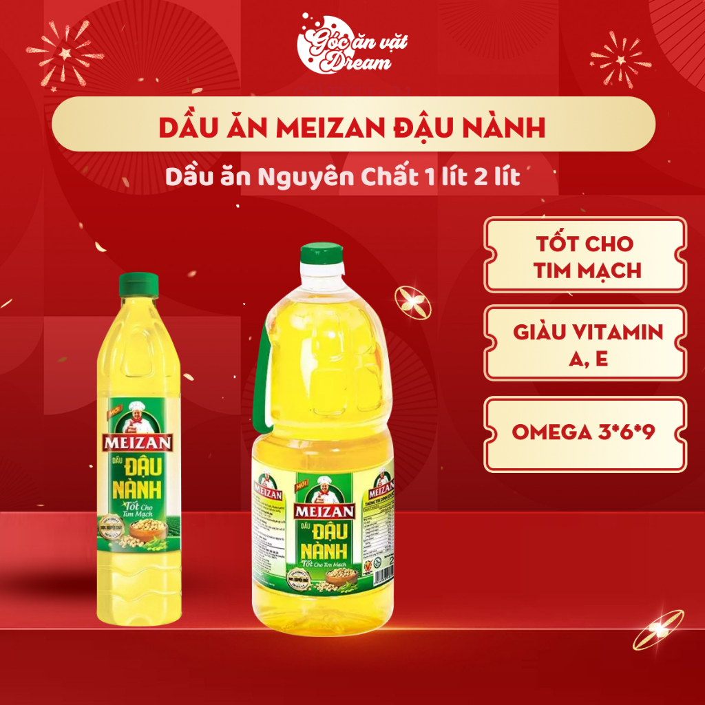 Dầu ăn Meizan đậu nành Nguyên Chất | Dầu ăn 1 lít 2 lít | Dầu chiên xào tốt cho tim mạch