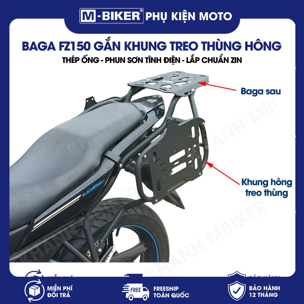 [M-Biker] Baga FZ150i - Baga FZ150 gắn khung thùng hông MBiker - Thép ống uốn CNC - Sơn tĩnh điện
