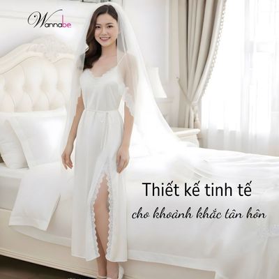 Váy ngủ cô dâu lụa satin sang trọng WANNABE đầm ngủ đêm tân hôn quyến rũ chụp hình cưới DNS58