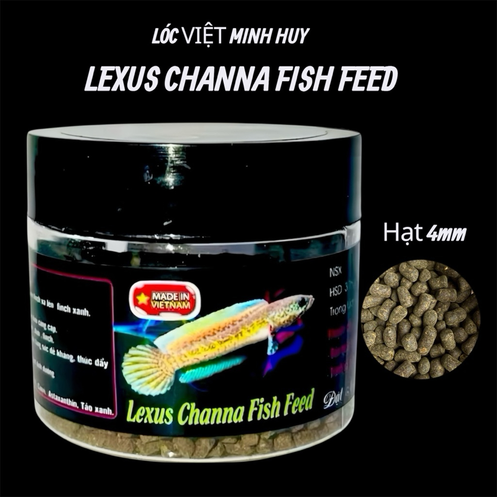 Cám lexus channa fish feed Hạt 4mm 25gram -cám cao cấp cho nữ hoàng và cho lóc lạnh