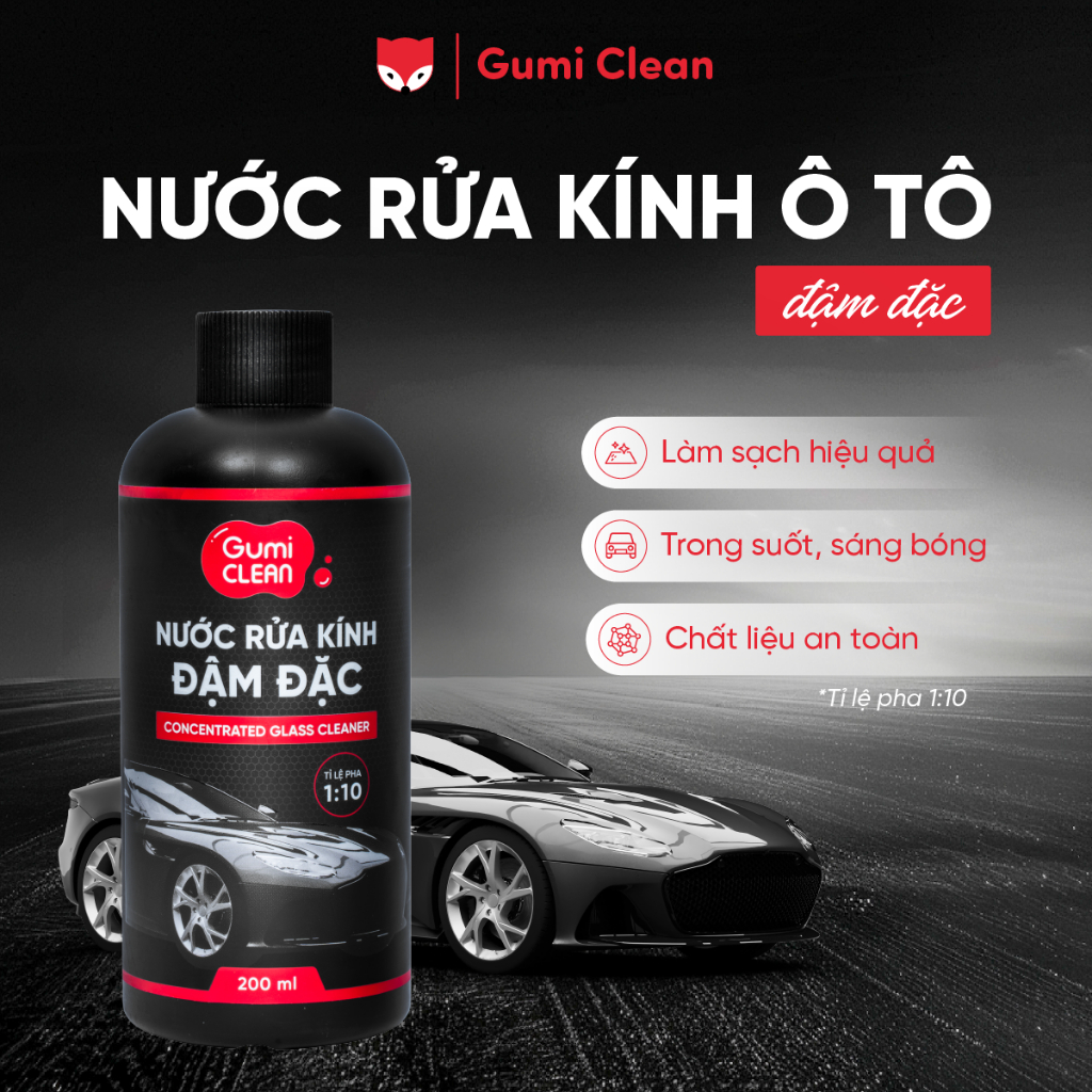 Nước rửa kính ô tô đậm đặc Gumi công nghệ Nano, sáng bóng, chống bám nước, không vệt sọc