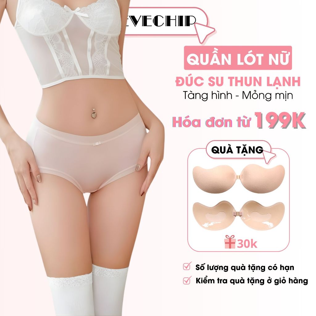 Quần lót nữ thun lạnh mỏng mịn, Quần lót su viền lụa cạp vừa, thoáng mát kháng khuẩn EVECHIP L896