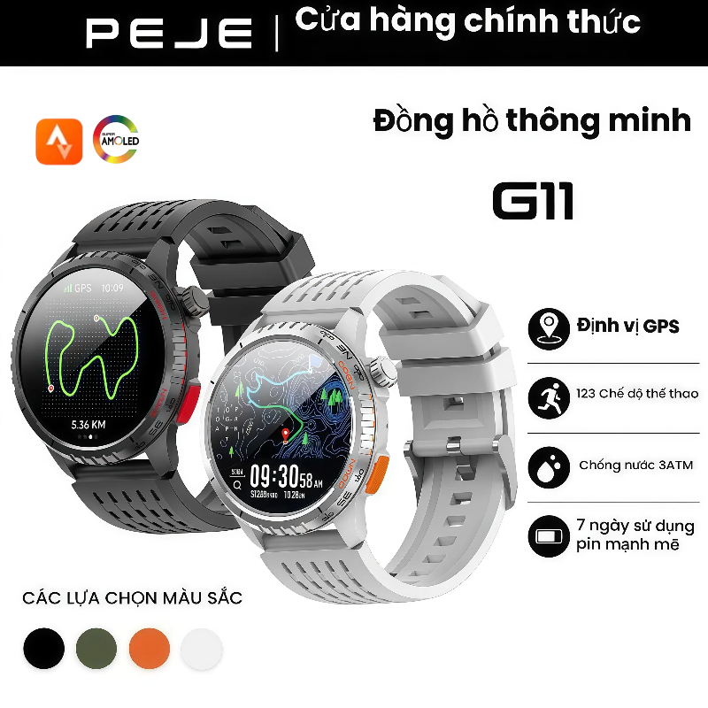 Đồng hồ thông minh Peje G11 1.43 inch 60hz Amoled UHD Hiển thị cuộc gọi GPS Bluetooth độc lập Nghe 3