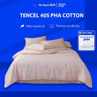 Bộ Grap Giường 5 Món Lụa Tencel 40s Pha Cotton He thong Nem – Set Combo Chăn Ga Gối Đệm 5 Món Trơn Màu Đủ Size Cao Cấp