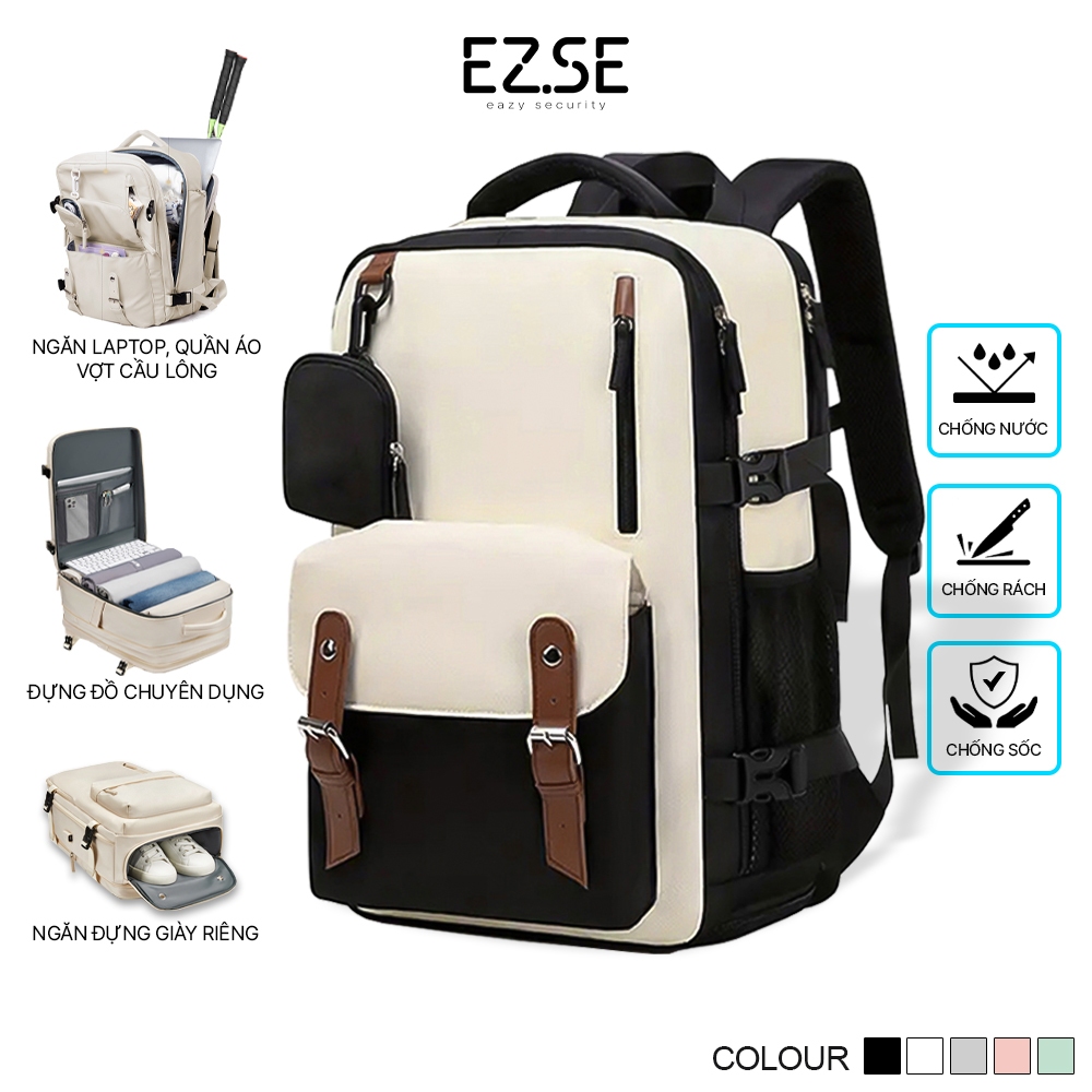 Balo du lịch chống nước cao cấp kích thước lớn EAZY BLA12 có ngăn đựng giày , Balo đựng quần áo vợt cầu lông