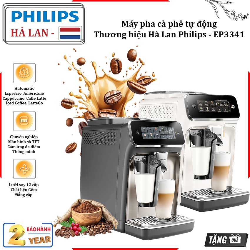 Vòi tạo bọt Máy pha cà phê Serial 3300 Espresso, Americano, Capuccino, Latte. Thương hiệu Hà Lan Phi