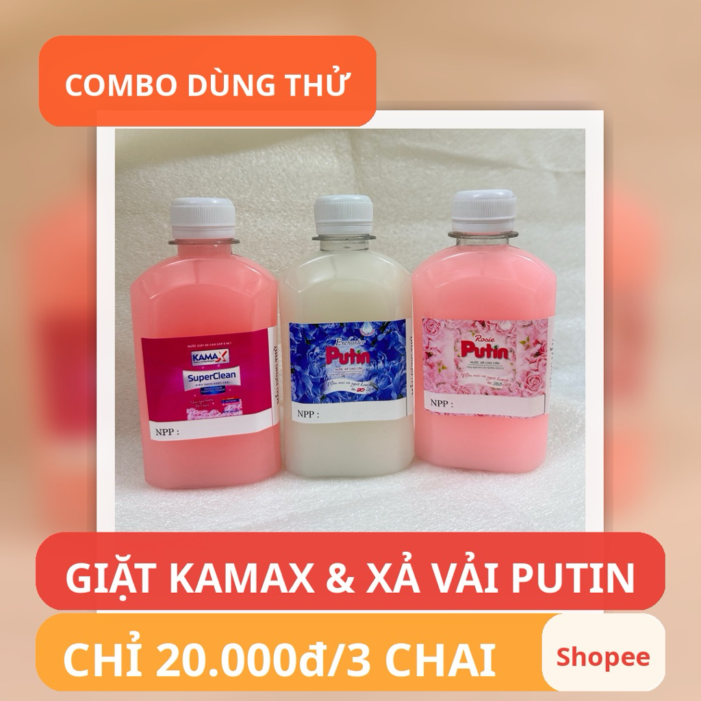 Combo Dùng Thử 3 Chai 230ml – Nước Giặt Kamax & Xả Vải Putin (Rosie + Enchanter) – Giặt Sạch, Thơm L