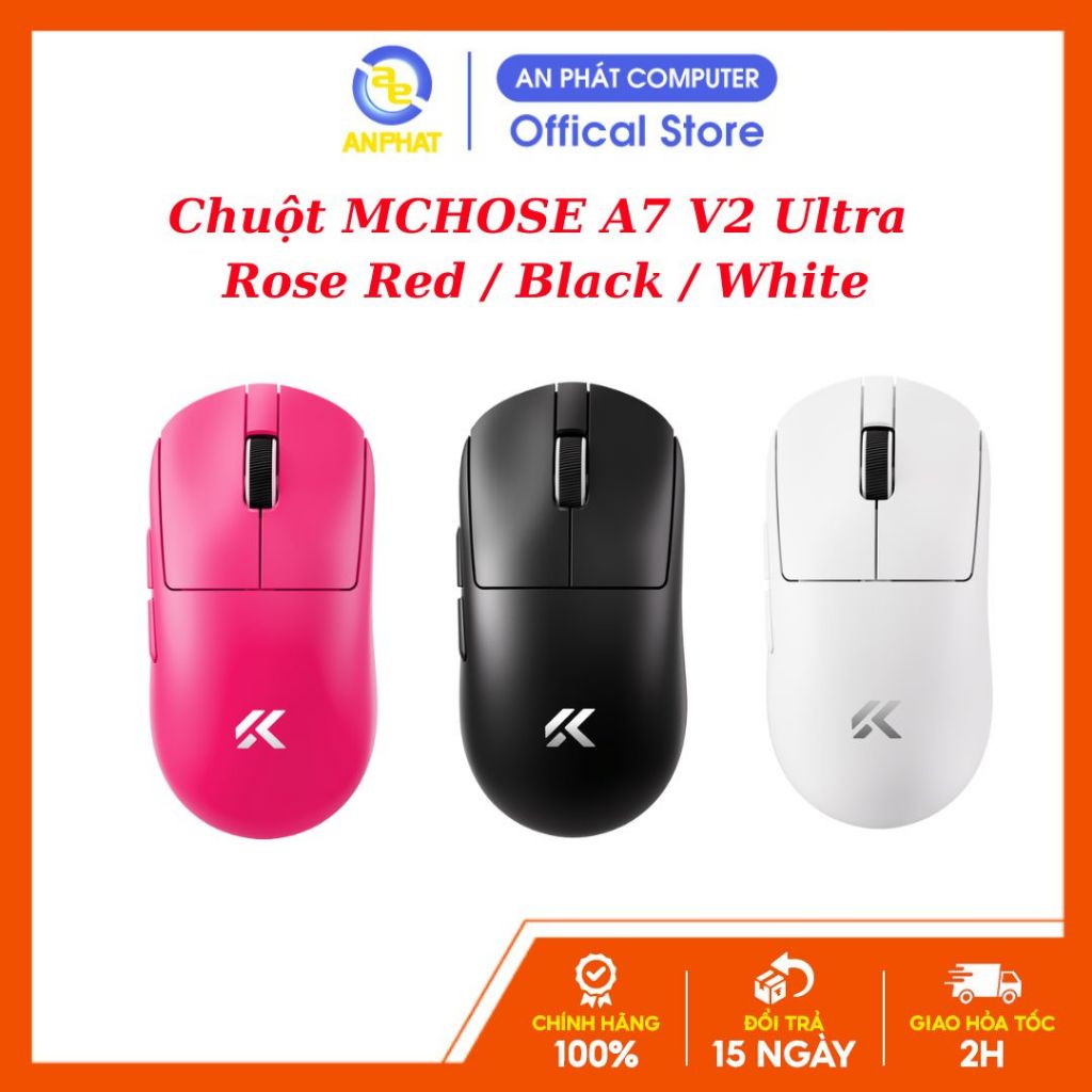 [BH 12 Tháng] Chuột MCHOSE A7 V2 Ultra Rose Red / White / Black