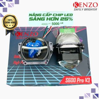 Đèn Bi Led Kenzo S600 Pro V3 2025 Len Vuông 70W Cos Pha Min Rộng Nhiệt Màu Bám Đường Tốt - BH 2 Năm