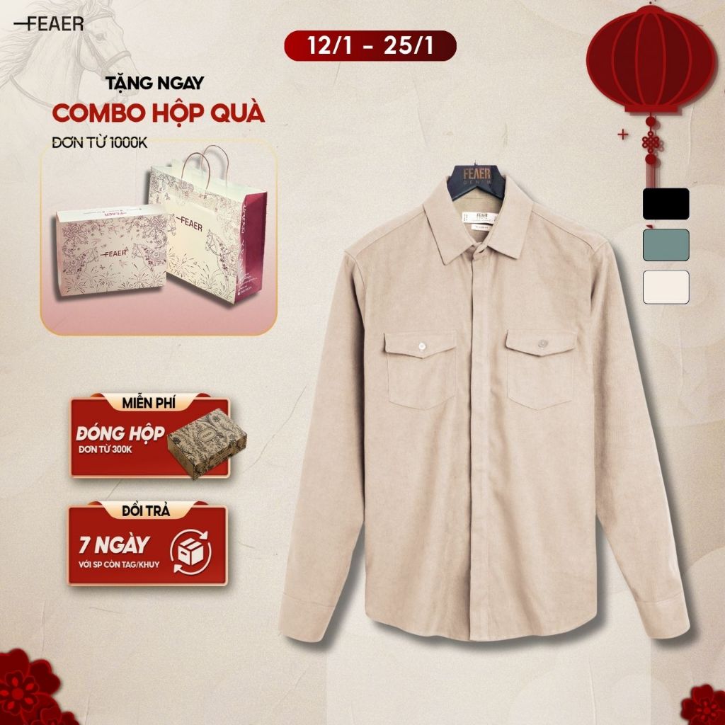 [GIÁ CỰC TỐT]Áo sơ mi nam tay dài VELVET FABRIC chất nhung gân FEAER DENIM