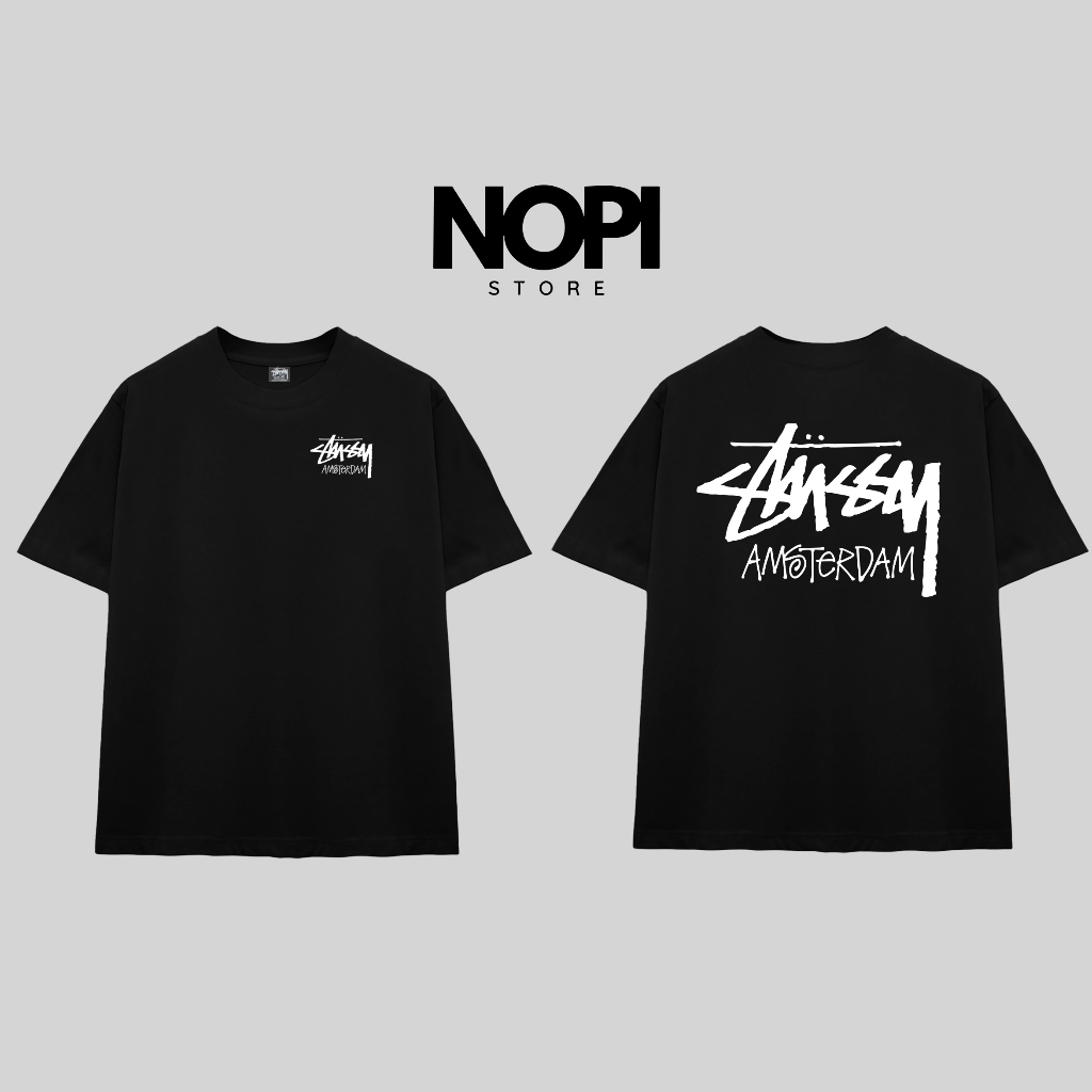 ÁO THUN STUSSY STOCK AMSTERDAM FORM RỘNG NAM NỮ UNISEX VẢI COTTON CAO CẤP DÀY DẶN - NOPI STORE