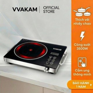 VVAKAM Bếp điện từ mini hồng ngoại Đa Năng Công suất cao 3500W đơn cảm ứng Cảm ứng có đèn LED mặt kính cường lực