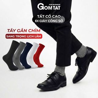 Tất vớ giày tây nam cổ cao GOMTAT mẫu gân chìm, chất liệu mềm mại, thoáng mát, êm chân - LUX-TAYCHIM-1DOI