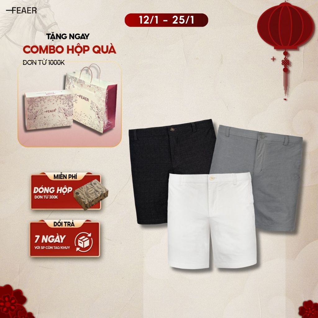 [GIÁ CỰC TỐT] Quần short nam LINEN co giãn, thoải mái, trẻ trung - FEAER