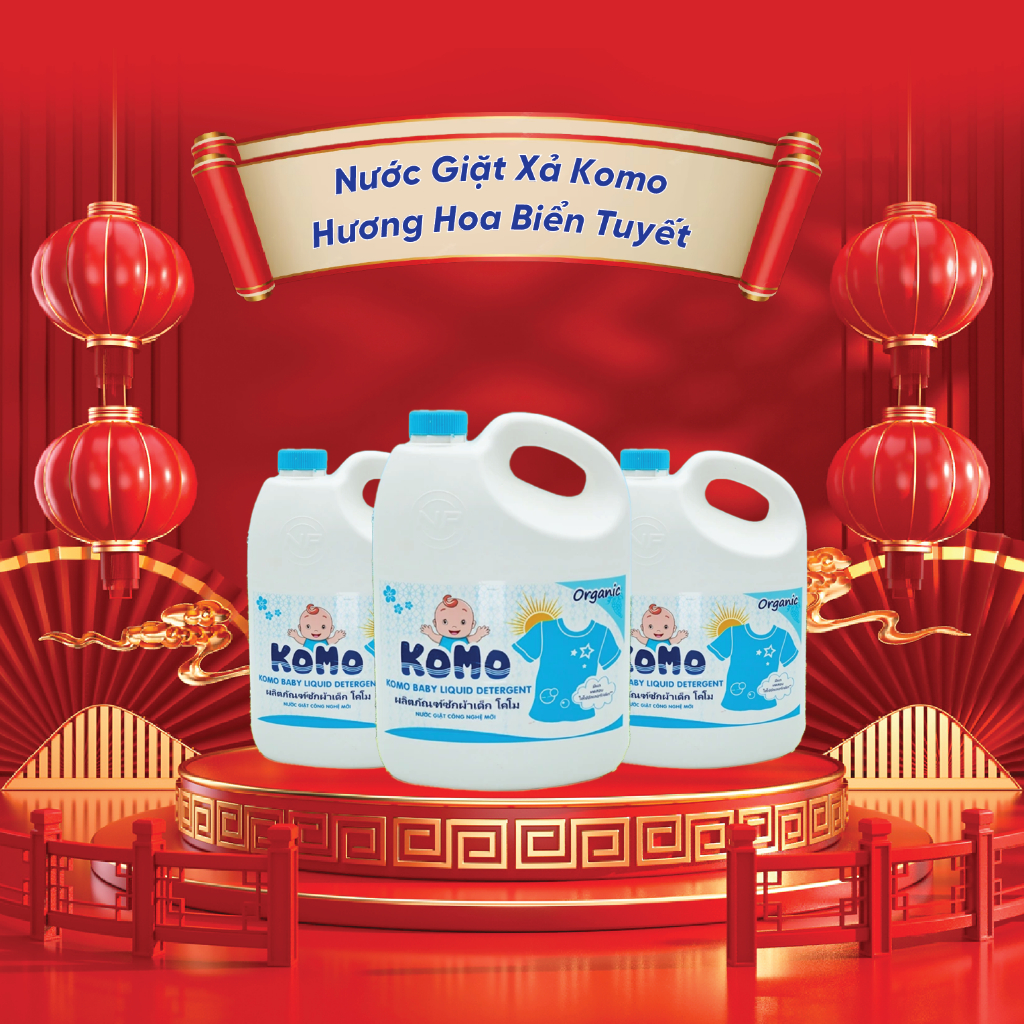 Nước Giặt Xả Komo Hương Hoa Biển Tuyết Can 3 Lít Hàng Việt Nam GIá Tiêu Dùng Việt 3 trong 1 dùng cho