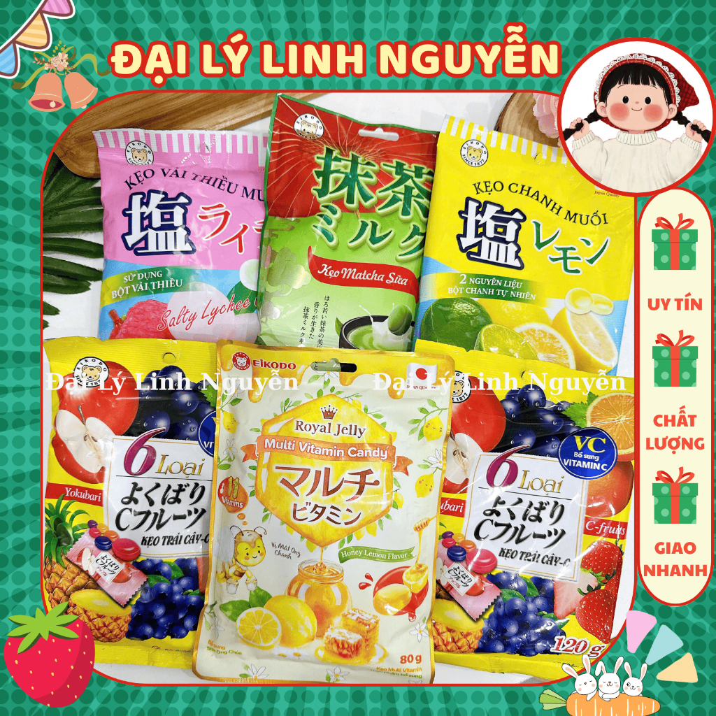 Kẹo ngậm trái cây các vị Eikodo Nhật Bản - Kẹo Eikodo bộ 5 vị thơm ngon