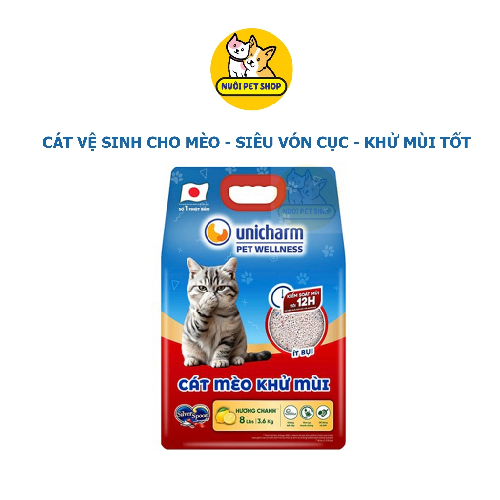 Cát vệ sinh cát mèo khử mùi Silver Spoon Unicharm Pet Wellness 8Lb-ZL2508 - Nuôi Pet Shop