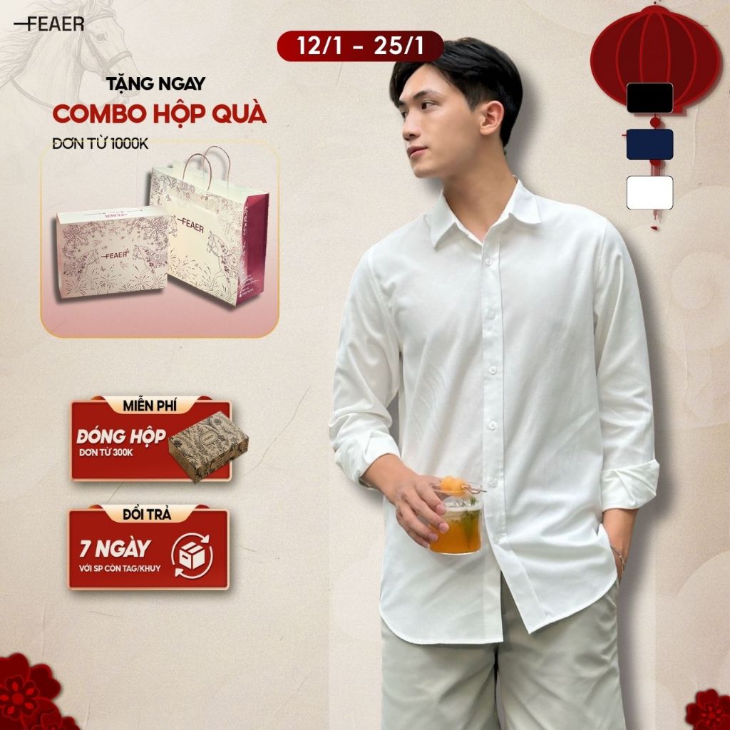 Áo sơ mi tay dài OXFORD chất liệu Oxford Basic, trẻ trung, thanh lịch - FEAER