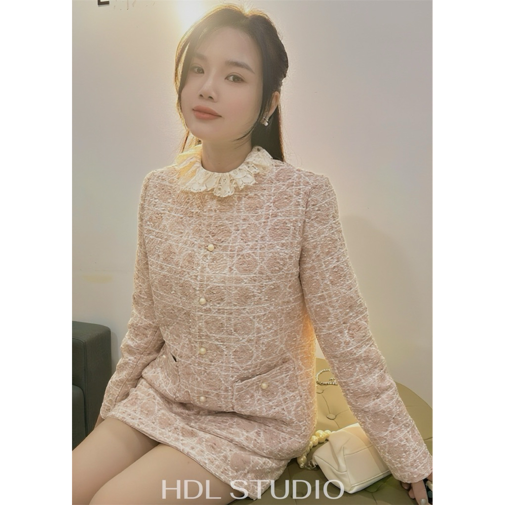 Set dạ tweed Hồng Juli - HDL Studio