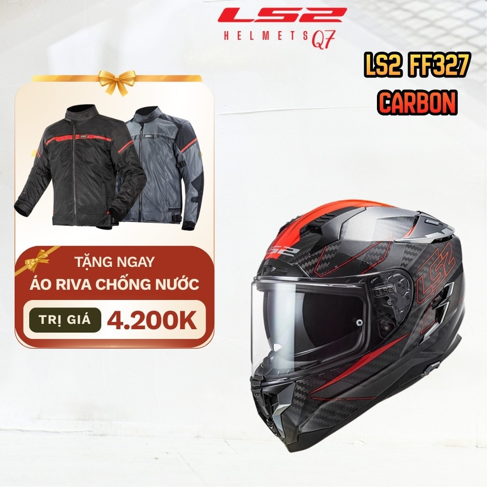 [Tặng áo LS2 Riva] Mũ bảo hiểm fullface carbon LS2 FF327 Challenger full carbon siêu nhẹ tặng kèm pi