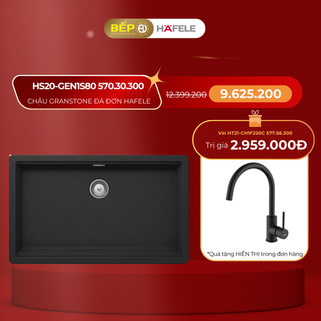 Chậu Granstone Hafele HS20-GEN1S80 màu đen / xám / kem sang trọng