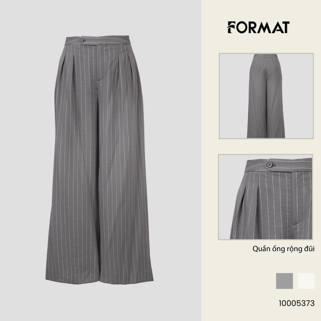 Quần ống rộng nữ Format  10005373 xếp nếp trang trí thiết kế độc đáo phong cách thời trang nữ