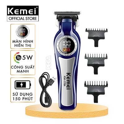Tông đơ chấn viền KEMEI KM-1784 tốc độ mạnh 7200 RPM, màn hình LCD tiện lợi - Chính Hãng
