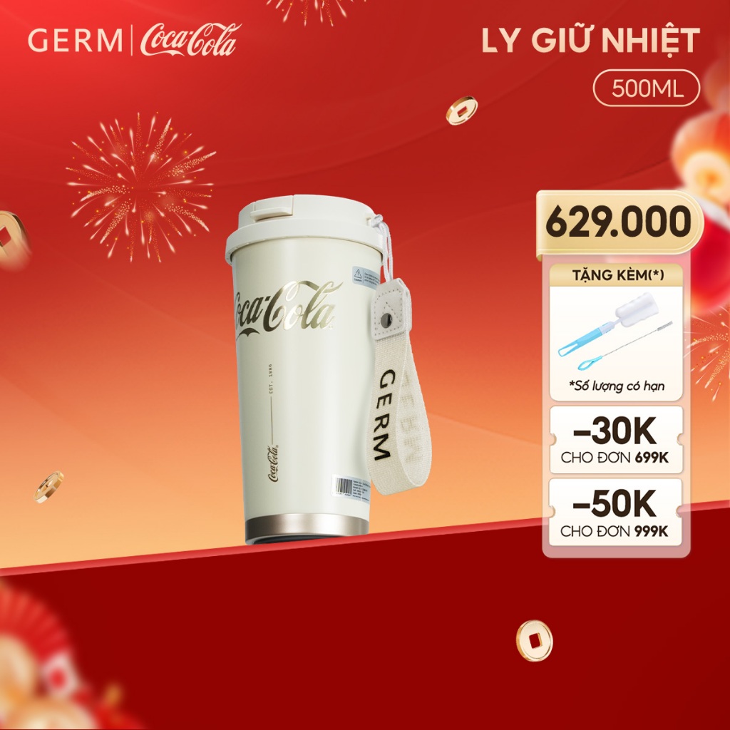 Quà Tết Cao Cấp - Ly Giữ Nhiệt Inox 316 Nguyên Khối GERM Coca-Cola 500ml-GE-CK22AW-B15/GE-CK23AW-B81