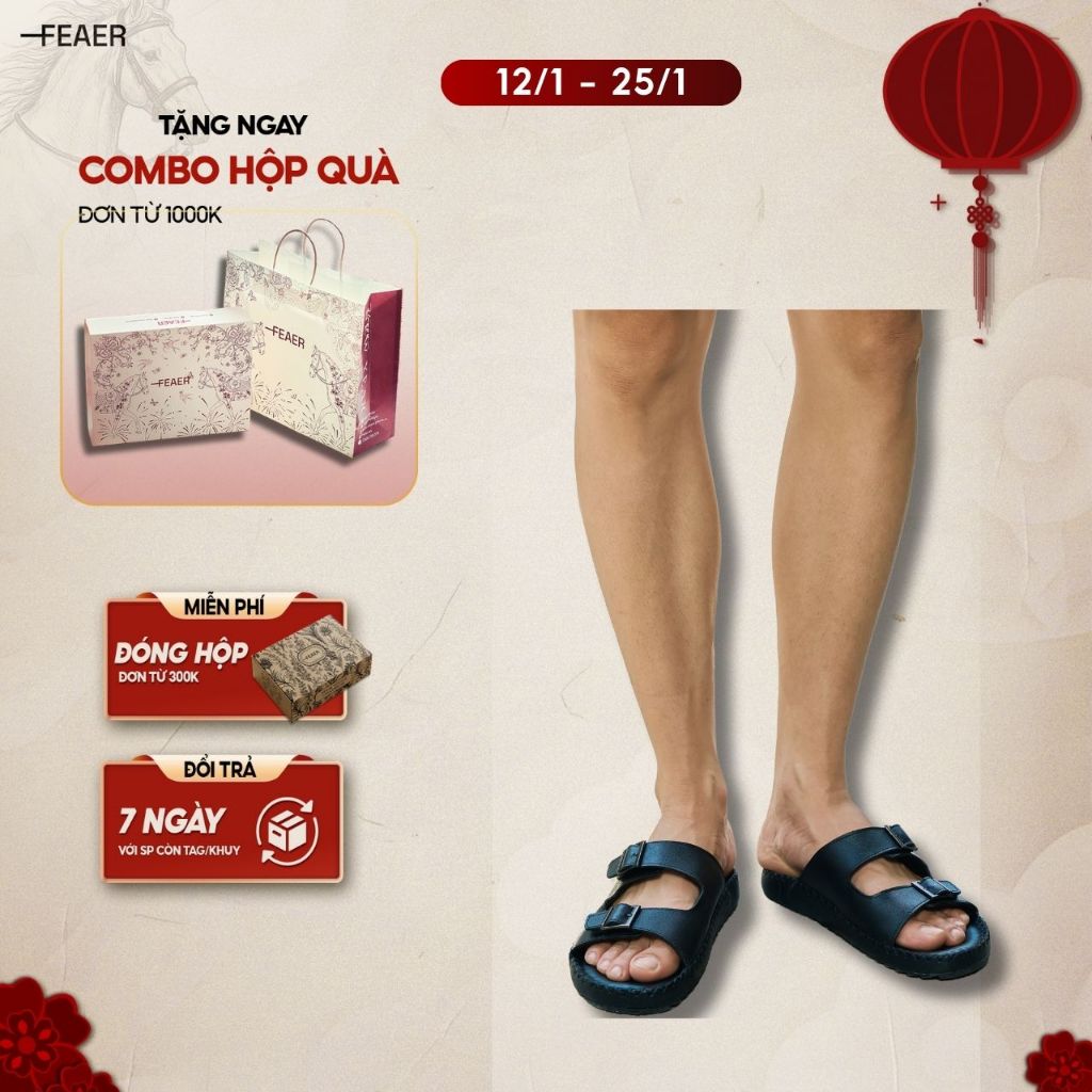 Dép Da Nam Quai Ngang Feaer Chất Liệu Da Cao Cấp - FEAER