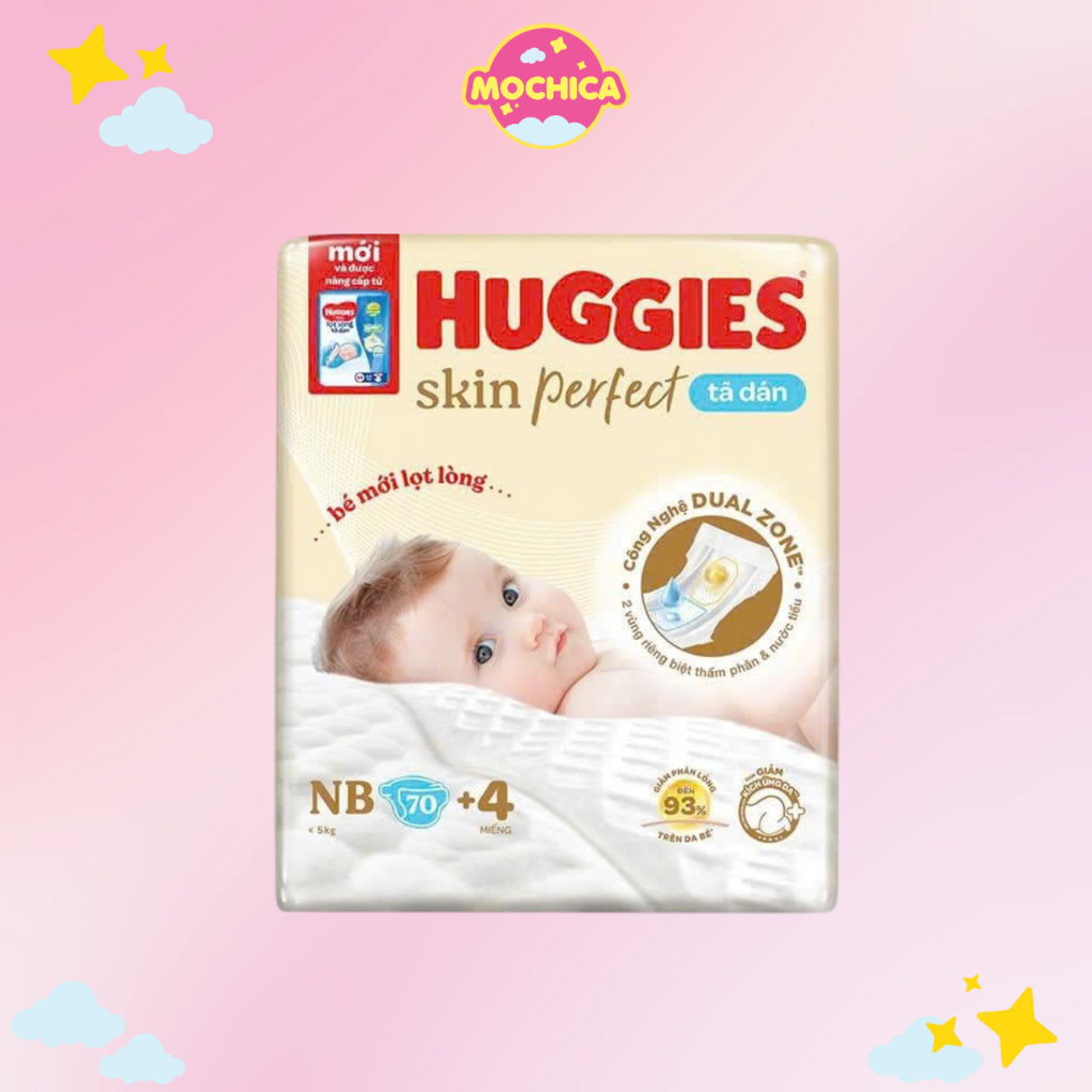 (Quà tặng không bán - Huggies) Tã dán NB70+4 Skinperfect