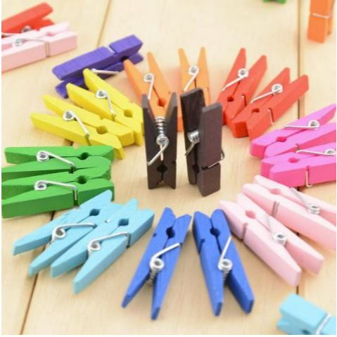 [ ĐẸP TỐT ] Kẹp gỗ 3.5cm 50 cái II Kẹp gỗ treo tranh II Kẹp gỗ tranh trí II Mầm Non