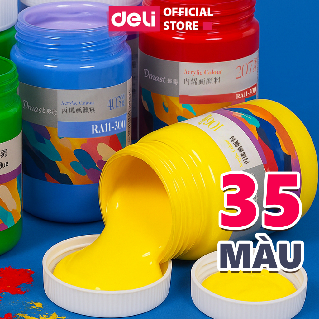 Màu Acrylic 3D Hũ 300ml Cao Cấp Dmast Deli 30 Màu Vẽ Trên Mọi Chất Liệu Custom Chuyên Nghiệp Full Bả