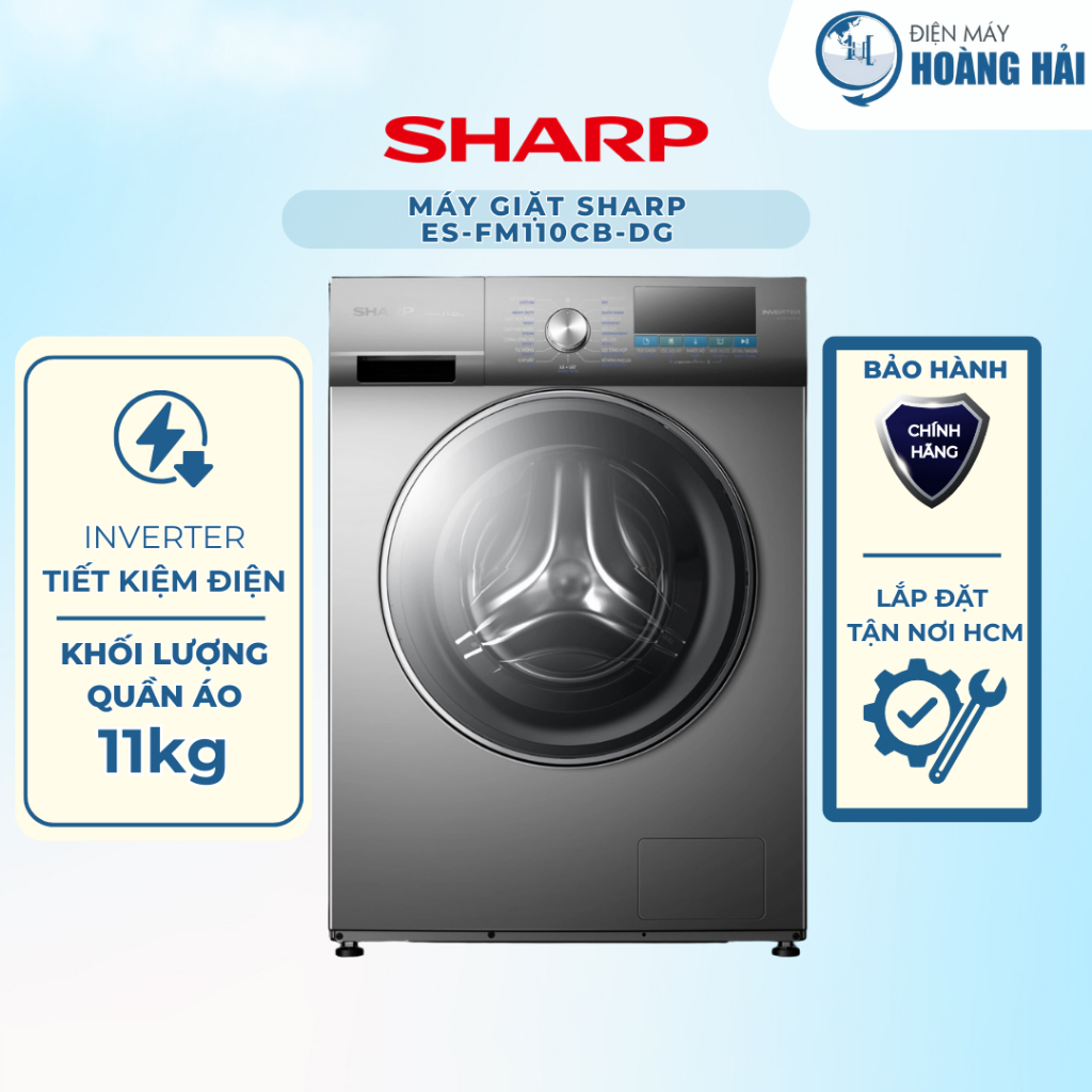 ES-FM110CB-DG (Xám) | ES-FM110CB-SB (Xám Xanh) | Máy giặt Sharp Inverter 11 kg - Chính hãng