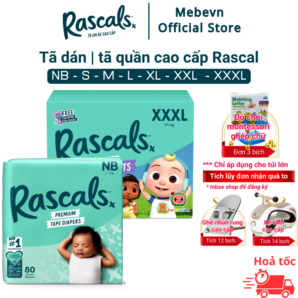 Bỉm rascal friend, tã rascal and friend cao cấp NewZealand, bỉm tã rascal and friends chính hãng